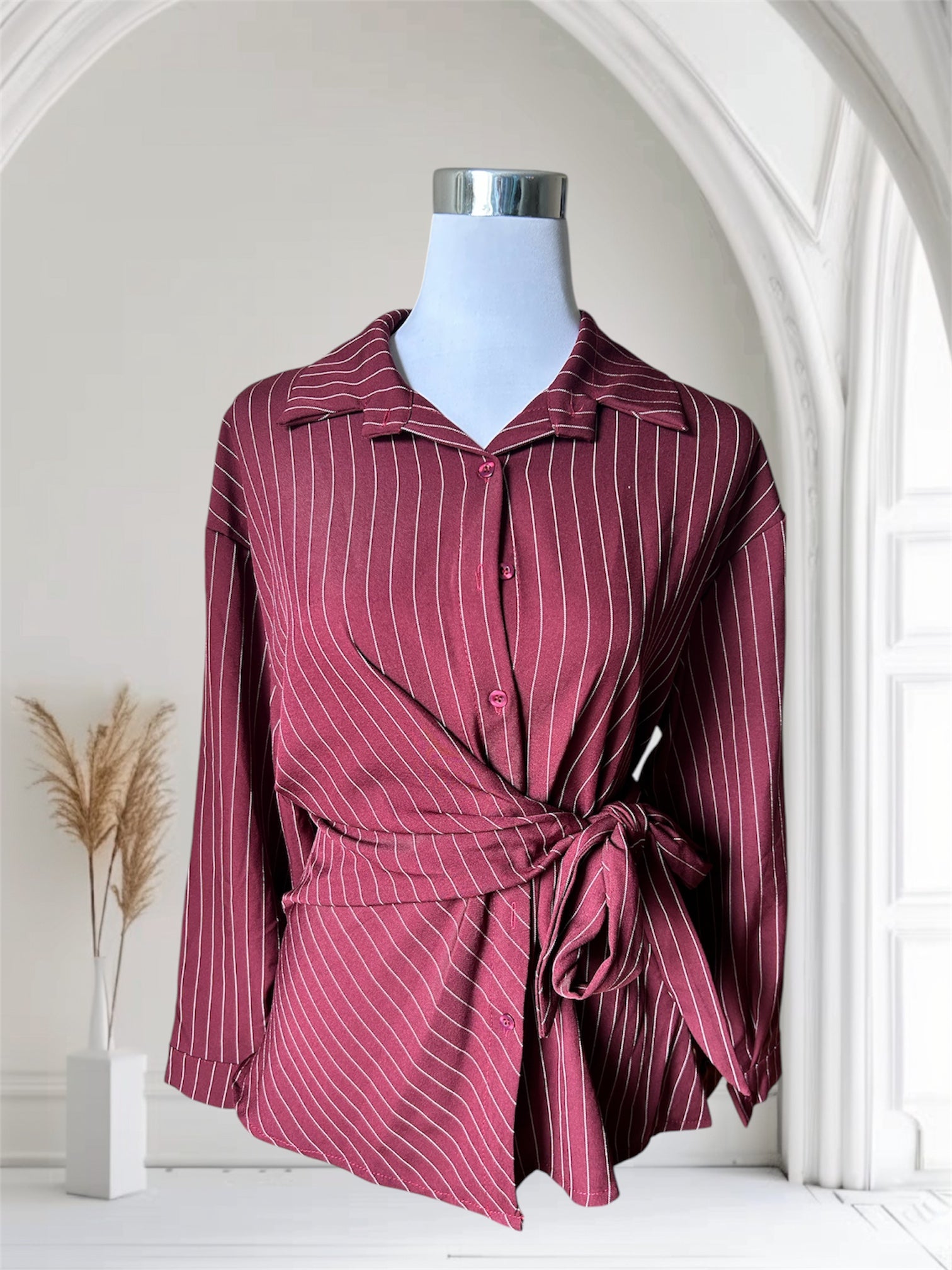 Chemise rayé nouer bordeaux