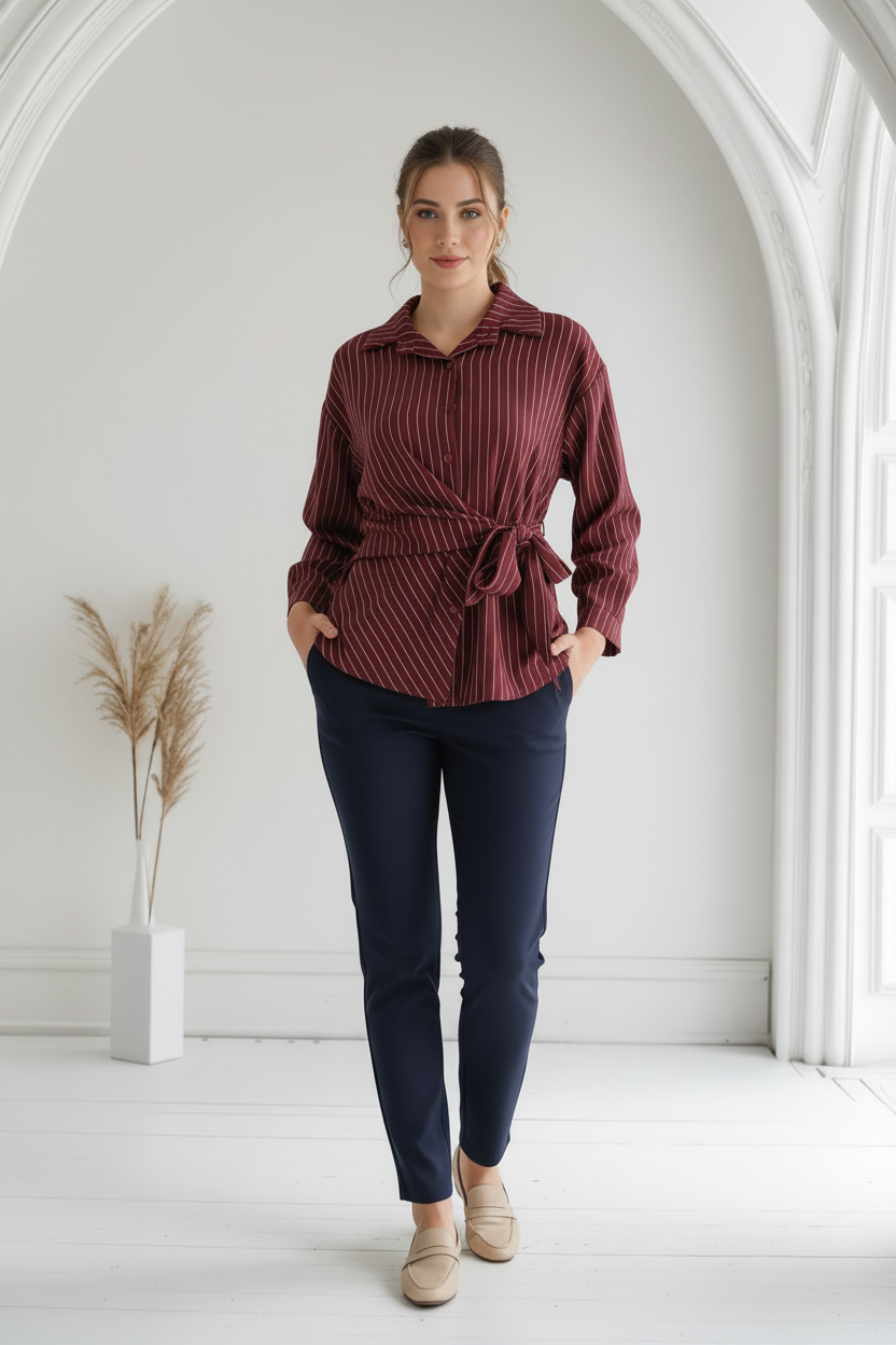 Chemise rayé nouer bordeaux