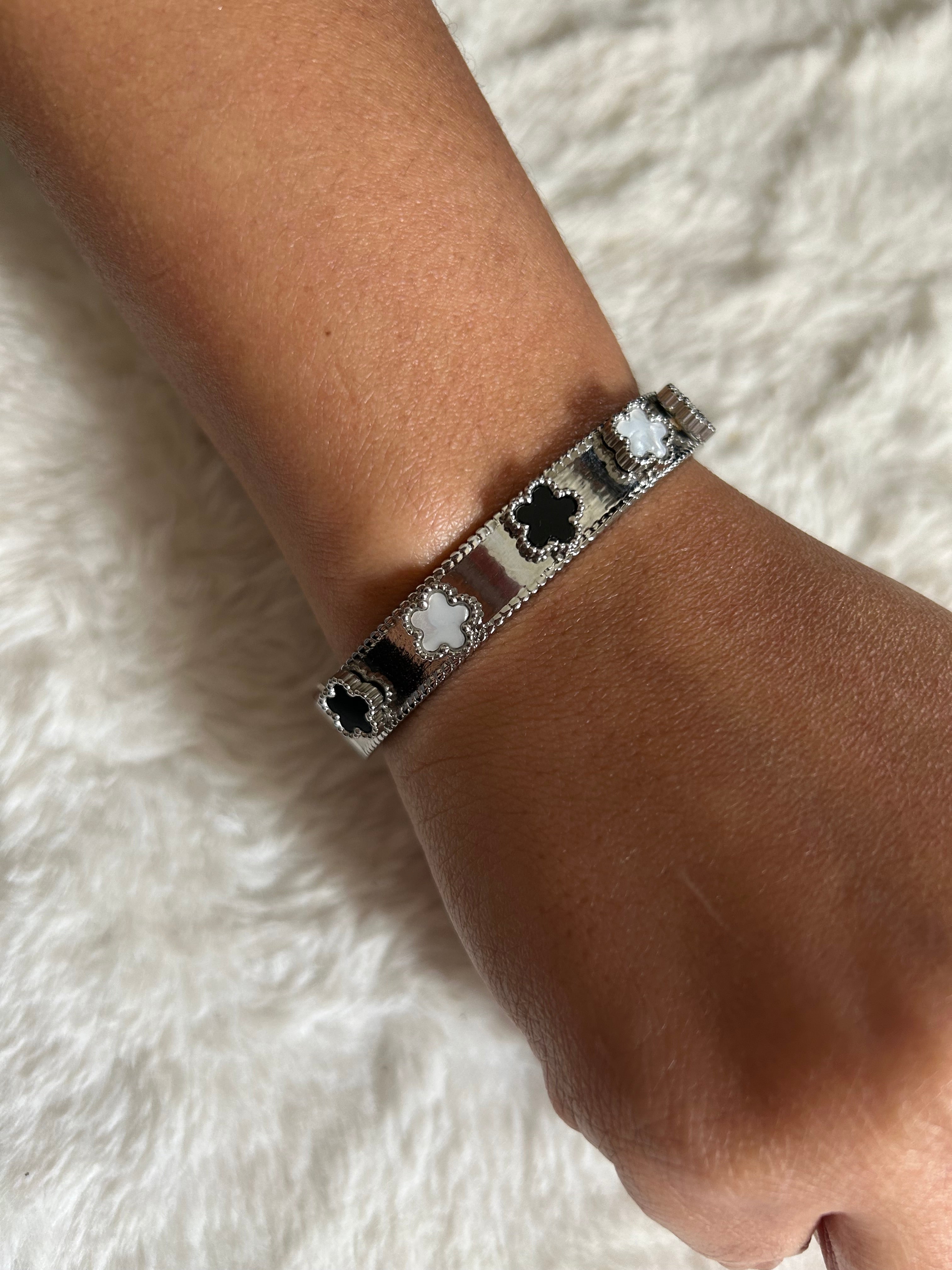 Jonc trèfles silver