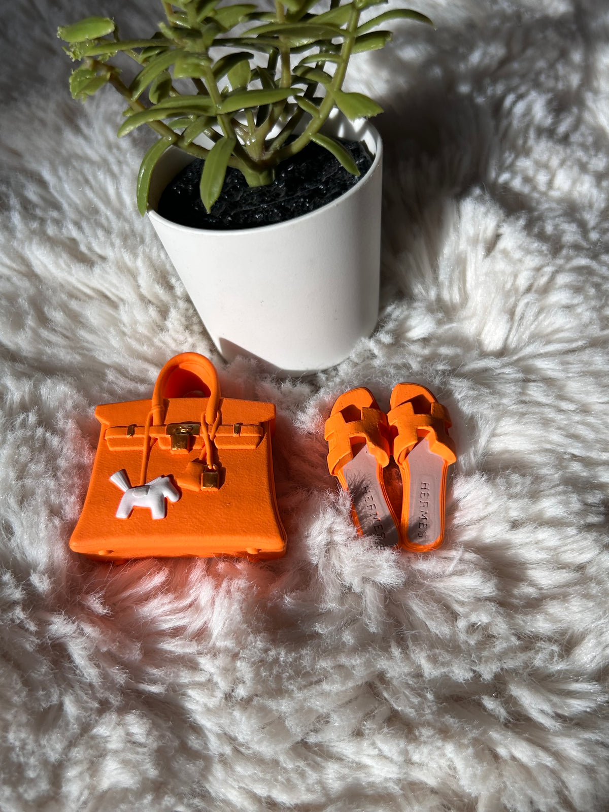 Diffuseur voiture sac + sandale orange