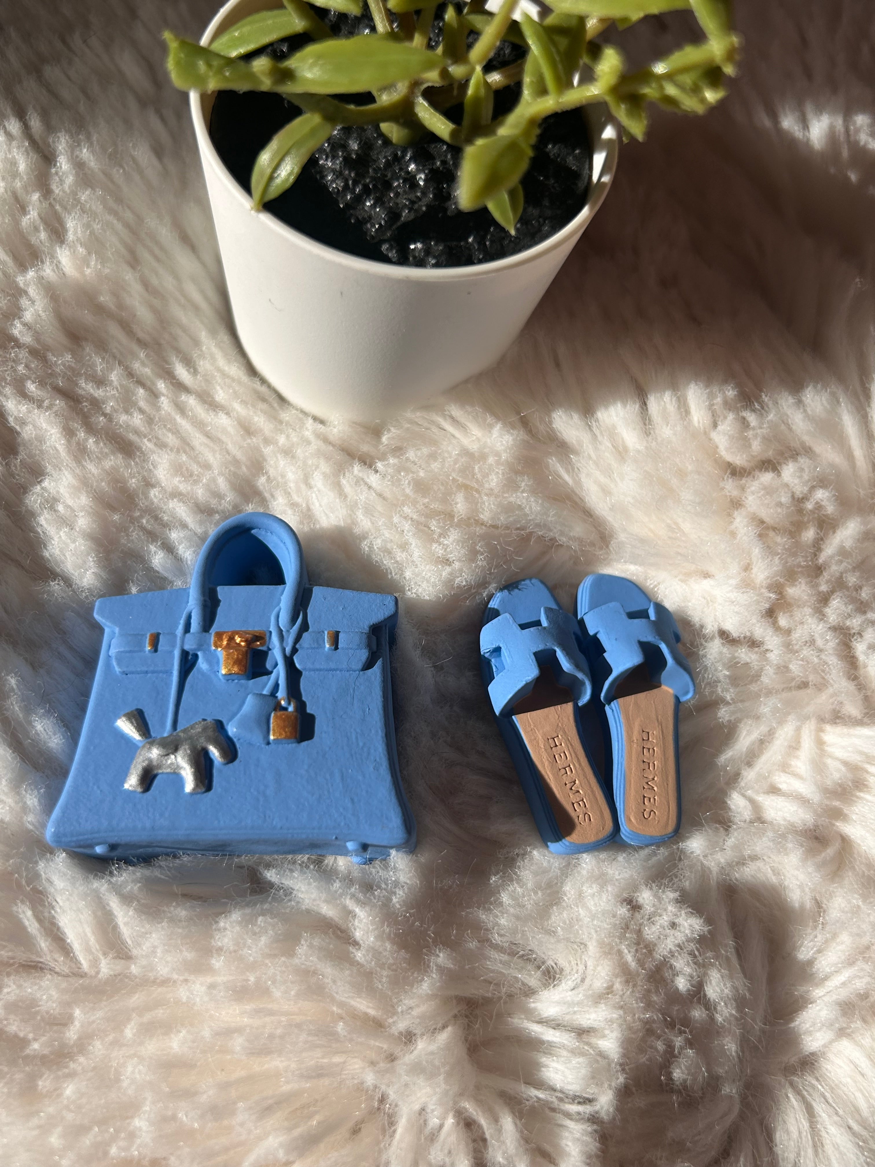 Diffuseur voiture sac + sandale bleu