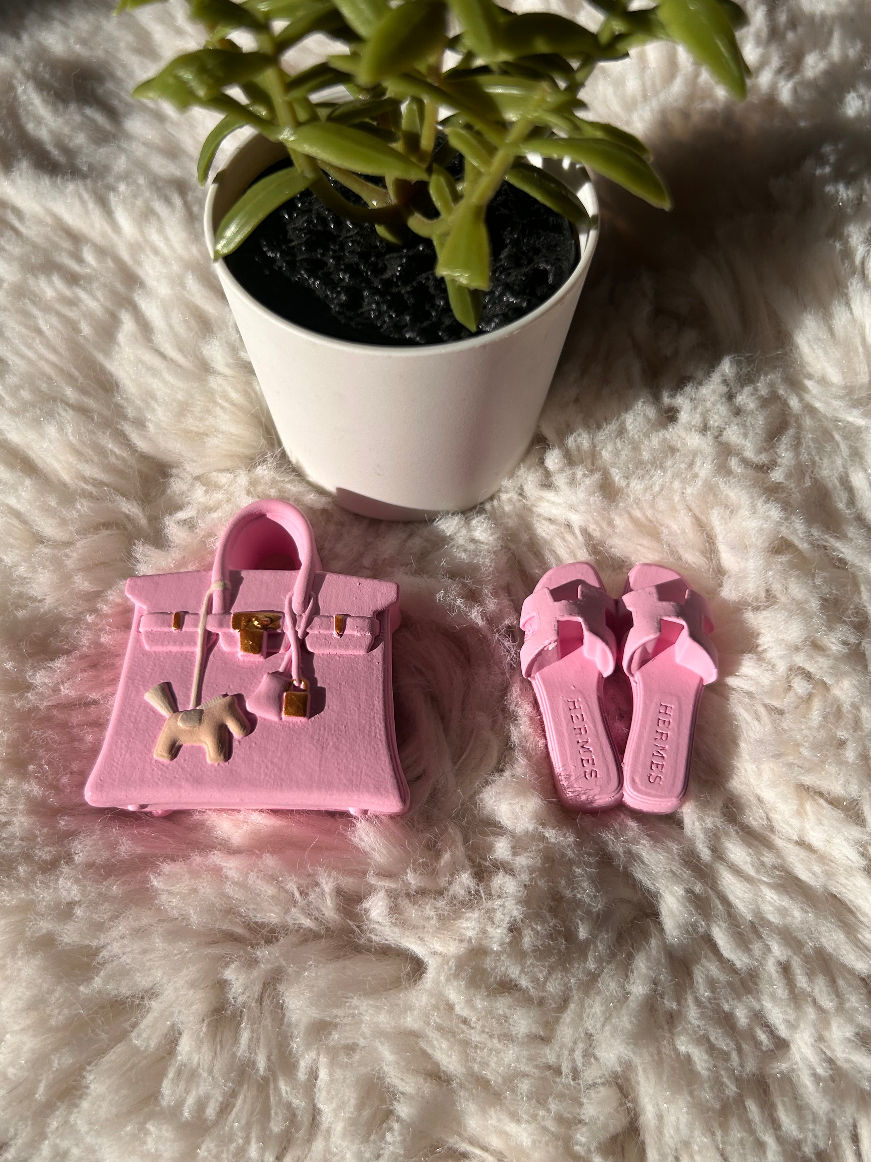 Diffuseur voiture sac + sandale rose